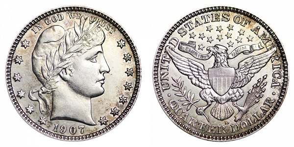 1907 D Barber Quarter