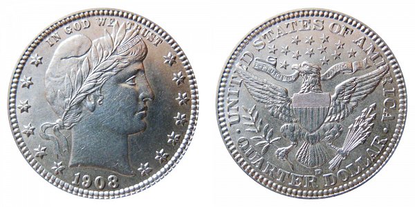 1908 D Barber Quarter 