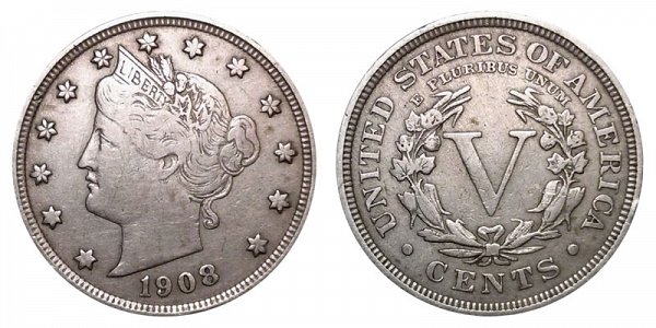 1908 Liberty Head V Nickel 