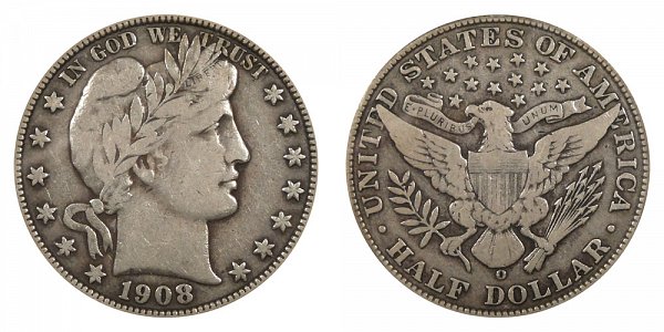 1908 O Barber Silver Half Dollar 