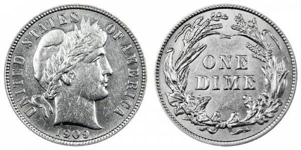 1909 Silver Barber Dime