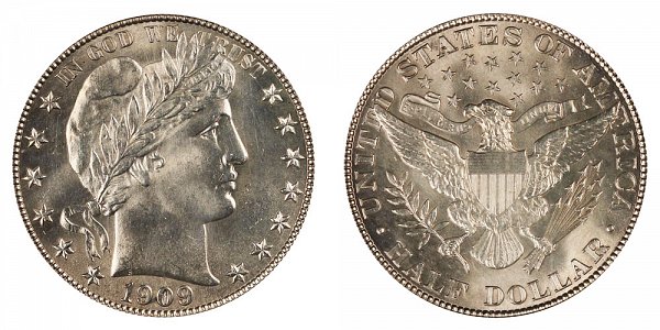 1909 Barber Silver Half Dollar 