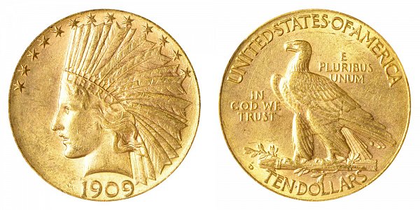 1909 D Indian Head $10 Gold Eagle - Ten Dollars 