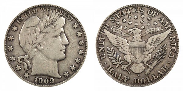 1909 S Barber Silver Half Dollar