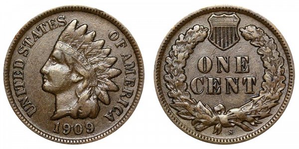 1909 S Indian Head Cent Penny 
