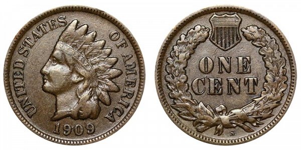 1909 S Indian Head Cent Penny