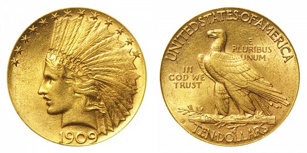 1909 S Indian Head $10 Gold Eagle - Ten Dollars 