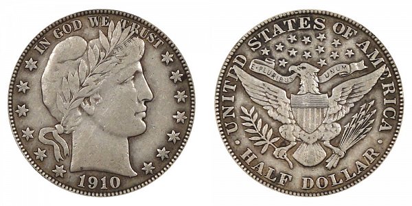 1910 Barber Silver Half Dollar 