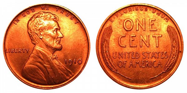 1910 Lincoln Wheat Cent Penny 