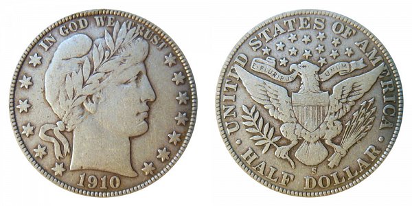 1910 S Barber Silver Half Dollar 