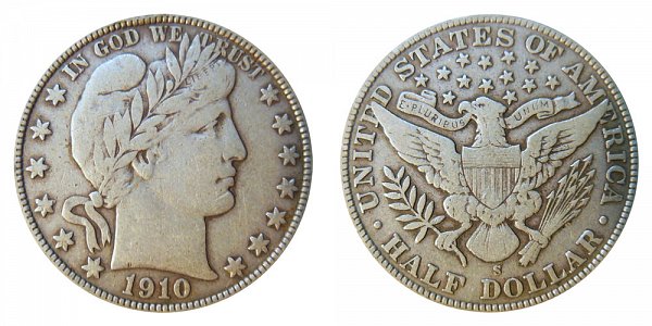 1910 S Barber Silver Half Dollar