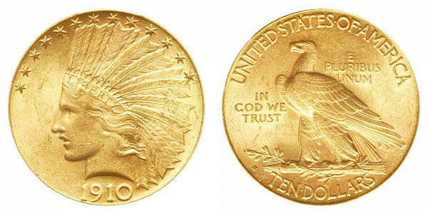 1910 S Indian Head $10 Gold Eagle - Ten Dollars 
