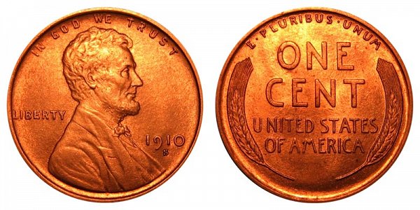 1910 S Lincoln Wheat Cent Penny