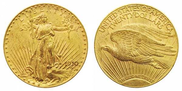 1910 S Saint Gaudens $20 Gold Double Eagle - Twenty Dollars 