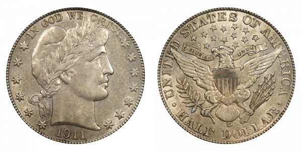 1911 D Barber Silver Half Dollar 