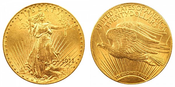 1911 D Saint Gaudens $20 Gold Double Eagle - Twenty Dollars 