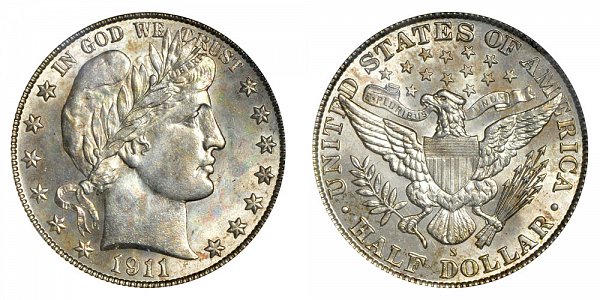 1911 S Barber Silver Half Dollar 