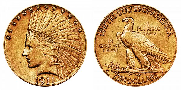 1911 S Indian Head $10 Gold Eagle - Ten Dollars 