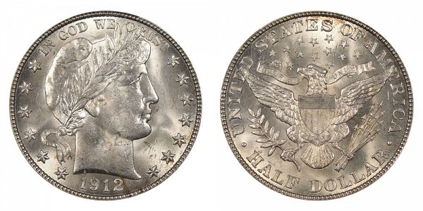 1912 Barber Silver Half Dollar