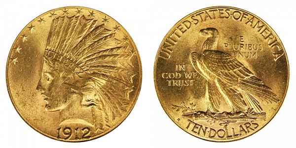 1912 S Indian Head $10 Gold Eagle - Ten Dollars 