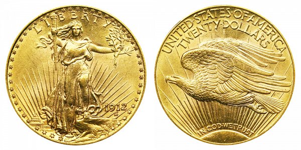 1912 Saint Gaudens $20 Gold Double Eagle - Twenty Dollars 