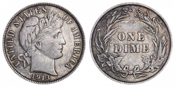 1913 Silver Barber Dime