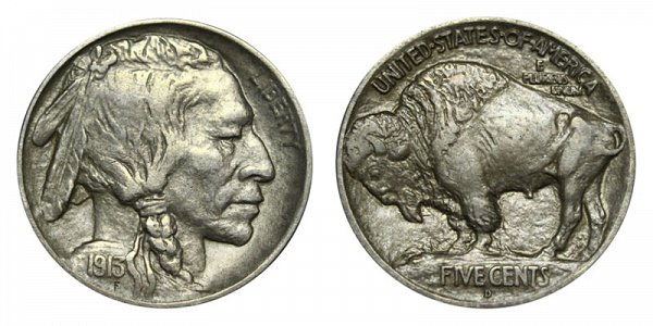 1913 D Mound Type 1 Indian Head Buffalo Nickel 