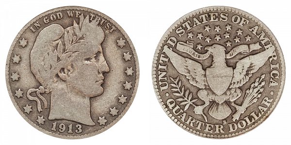 1913 S Barber Quarter 