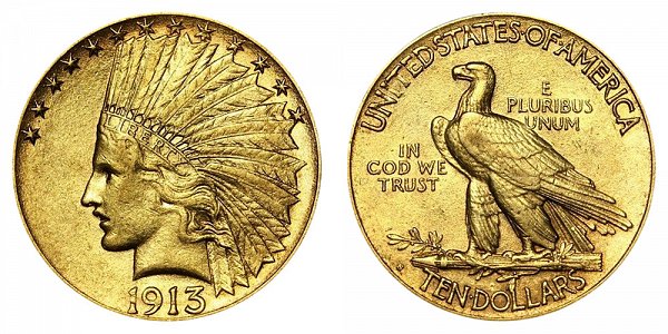 1913 S Indian Head $10 Gold Eagle - Ten Dollars 