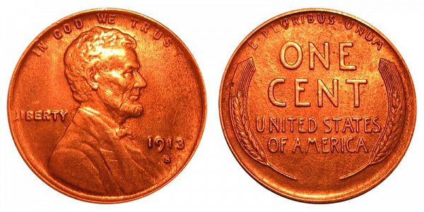 1913 S Lincoln Wheat Cent Penny