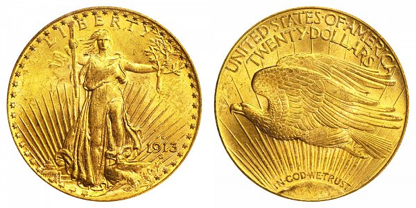 1913 S Saint Gaudens $20 Gold Double Eagle - Twenty Dollars 