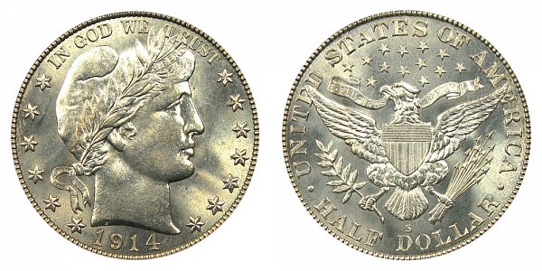 1914 S Barber Silver Half Dollar