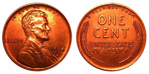 1914 S Lincoln Wheat Cent Penny 