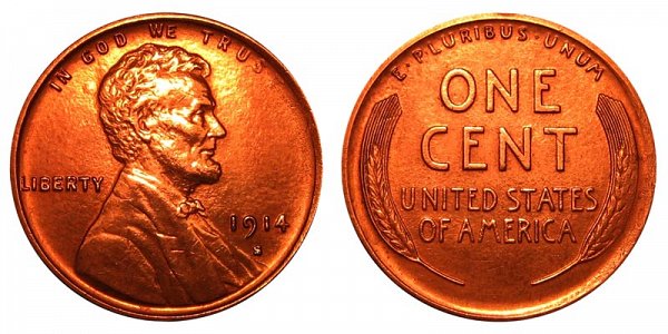 1914 S Lincoln Wheat Cent Penny