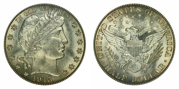 1915 Barber Silver Half Dollar 