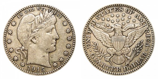 1915 D Barber Quarter 