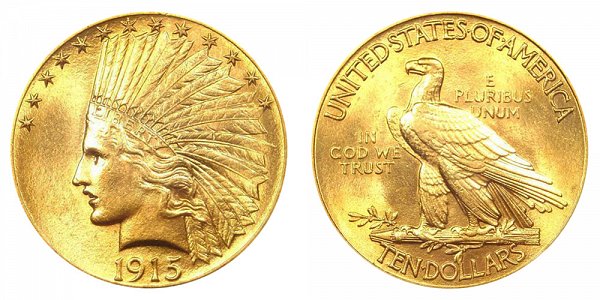 1915 Indian Head $10 Gold Eagle - Ten Dollars 