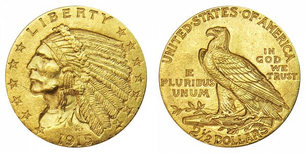 1915 Indian Head $2.50 Gold Quarter Eagle - 2 1/2 Dollars 