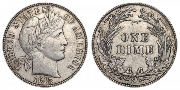 1915 S Silver Barber Dime 