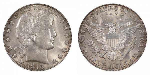 1915 S Barber Silver Half Dollar