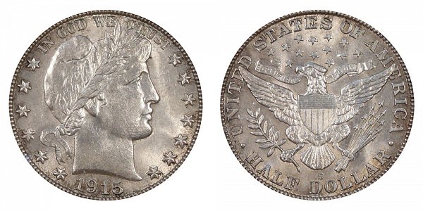 1915 S Barber Silver Half Dollar 