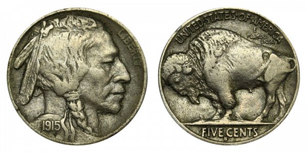 1915 S Indian Head Buffalo Nickel 