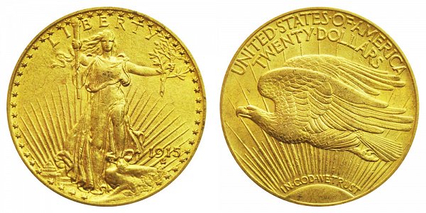 1915 Saint Gaudens $20 Gold Double Eagle - Twenty Dollars 