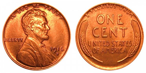 1916 D Lincoln Wheat Cent Penny 