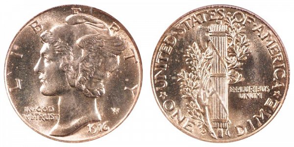 1916 D Silver Mercury Dime