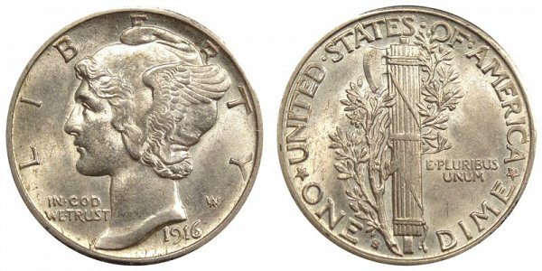 1916 S Silver Mercury Dime