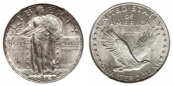 1916 Standing Liberty Quarter - Type 1