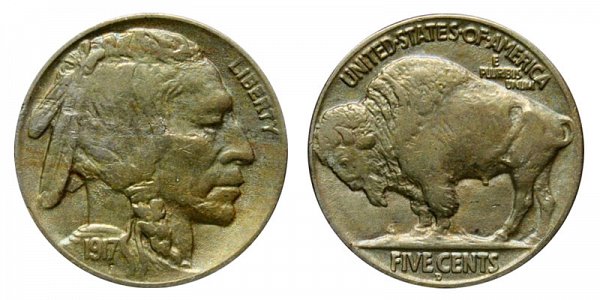 1917 D Indian Head Buffalo Nickel 