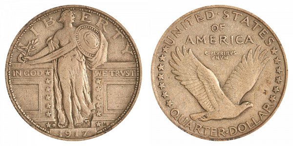 1917 D Type 1 Standing Liberty Quarter 