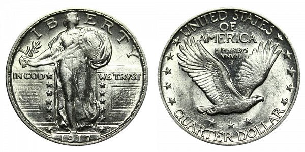 1917 D Type 2 Standing Liberty Quarter 